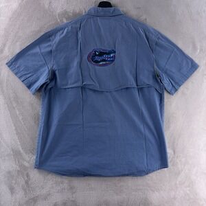 Smiths Florida Gators Button Down Shirt‎ Mens Size Large Blue Short Sleeve